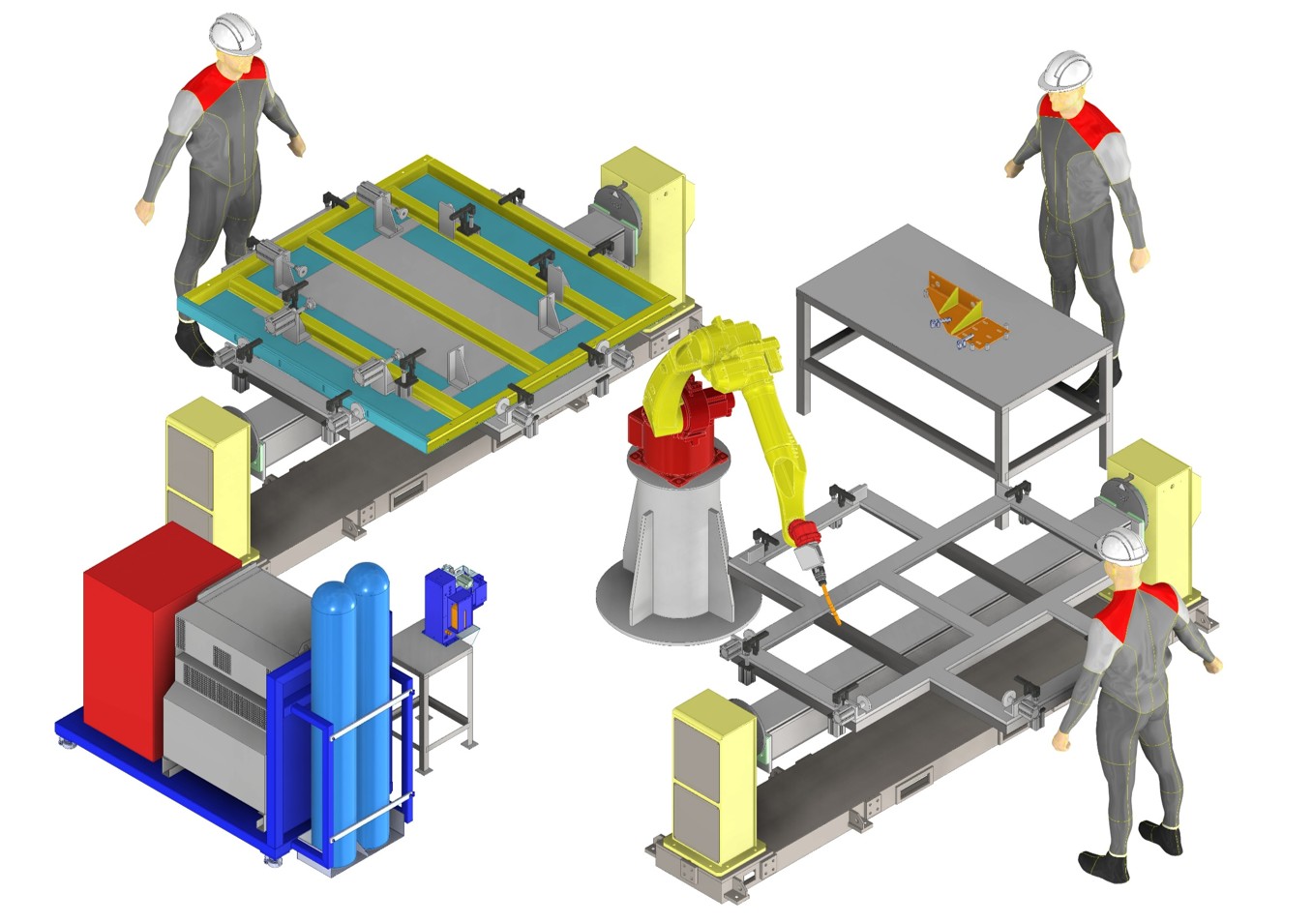 3D CAD view of a custom industrial machine designed by GMD Services